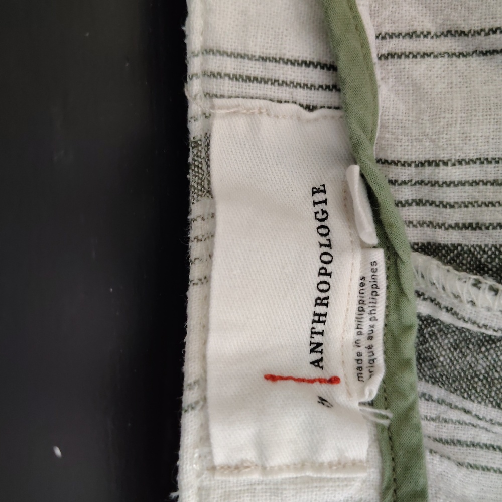 Anthropologie Beachgoer Women's 12 White and Green Striped Shorts - Picture 2 of 8